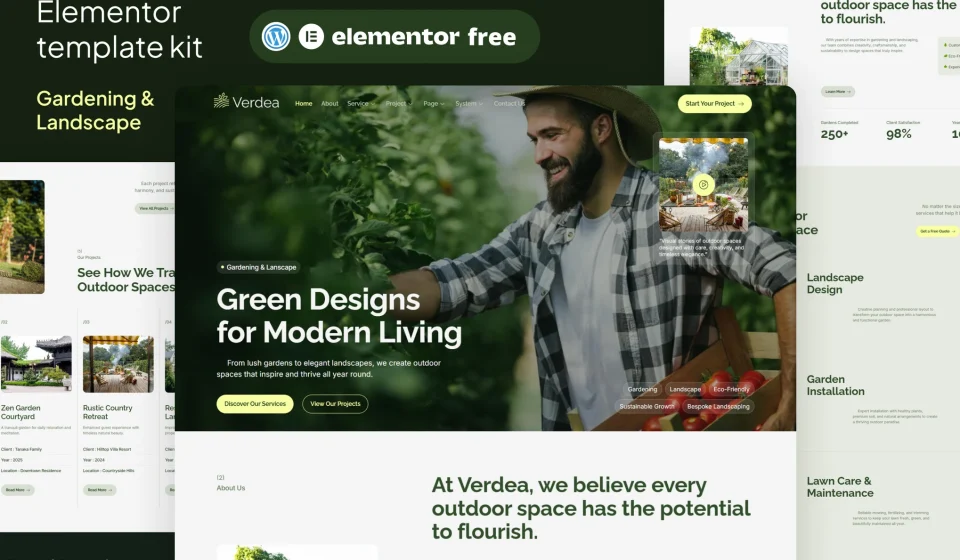 کیت المنتور Verdea - قالب وردپرس محوطه سازی و باغبانی