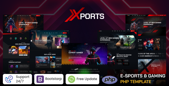 دانلود قالب Xports - قالب PHP بازی‌های ویدیویی، eSports و گیمینگ