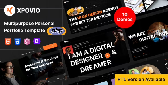 دانلود قالب Xpovio - قالب تک‌صفحه‌ای ژانس خلاق