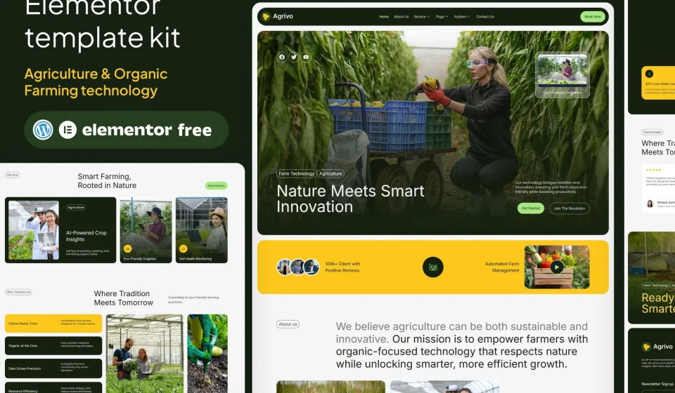 دانلود کیت المنتور Agrivo - قالب وردپرس کشاورزی ارگانیک
