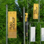 موکاپ قوطی نوشابه در یخچال – طرح لایه باز بستهبندی موکاپ پرچم ایستاده - طرح لایه باز بنر و پرچم