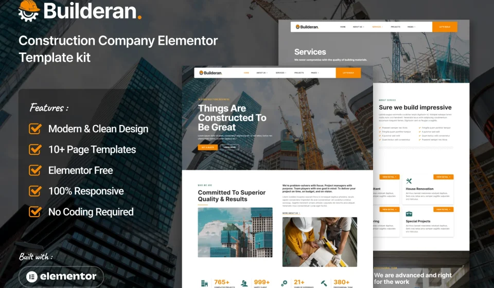کیت المنتور Builderan - شرکت‌ ساختمانی، عمرانی و پیمانکاری