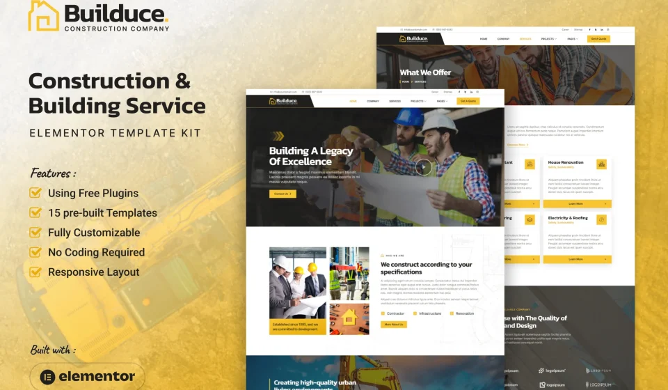 کیت المنتور Builduce - سایت ساختمانی، مهندسی و ساخت و ساز