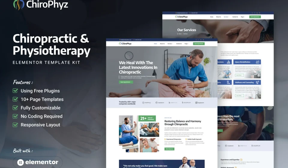کیت المنتور ChiroPhyz - قالب کلینیک فیزیوتراپی و توانبخشی