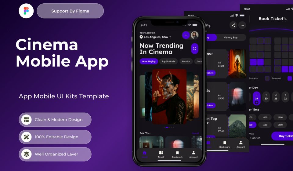 کیت طراحی CineVerse - رابط کاربری اپلیکیشن سینما و فیلم