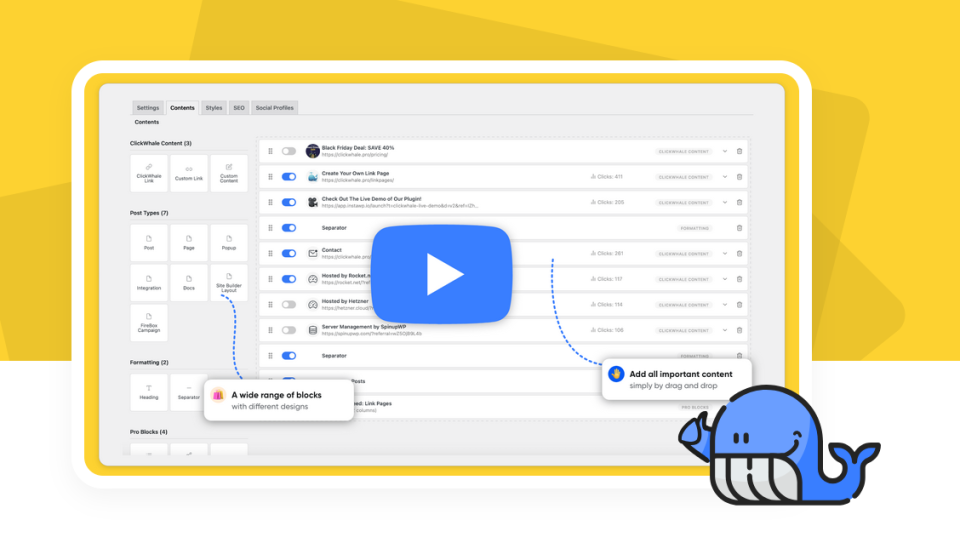 افزونه ClickWhale Pro - مدیریت و کوتاه کننده لینک وردپرس