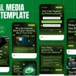 قالب گوگل اسلاید متحرک – تم تکنولوژی و مدرن قالب پست اینستاگرام امنیت سایبری - طرح لایه باز ایلاستریتور