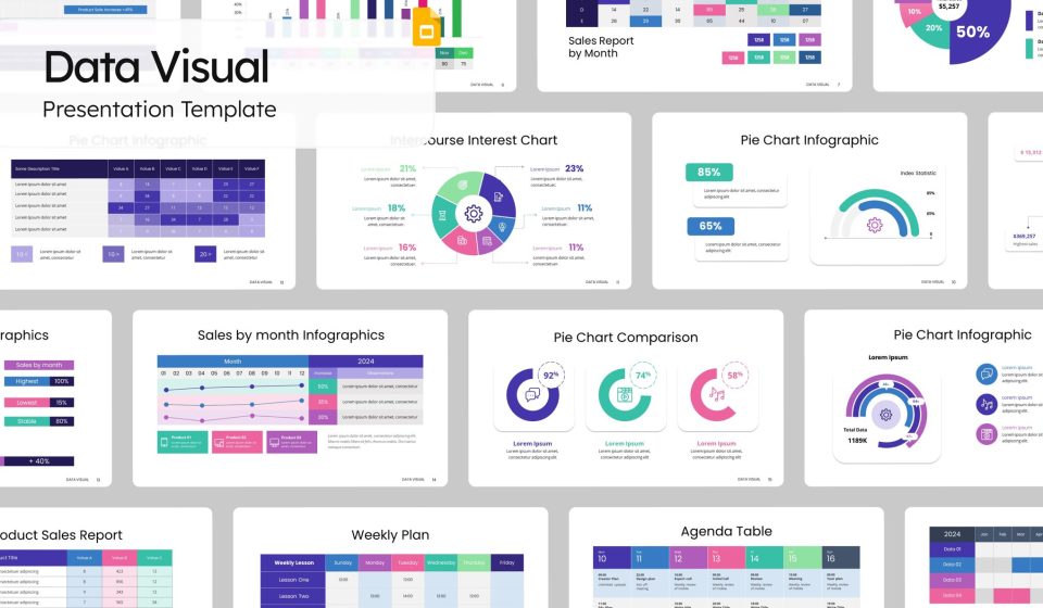 قالب پاورپوینت مصورسازی داده‌ها و نمودار - Data Visual