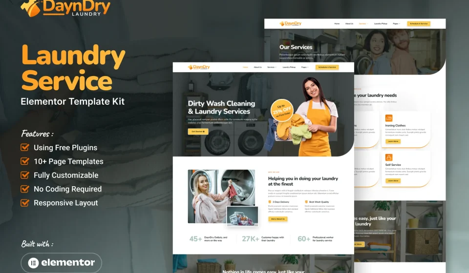 کیت المنتور DaynDry - سایت خدمات خشکشویی و اتوشویی آنلاین