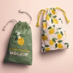 دانلود موکاپ هویت بصری Blackout (تم تیره و خاص) دانلود موکاپ لایه باز Drawstring Bags Mockup