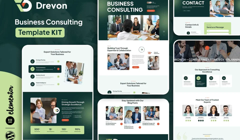 کیت المنتور Drevon - قالب سایت مشاوره کسب و کار