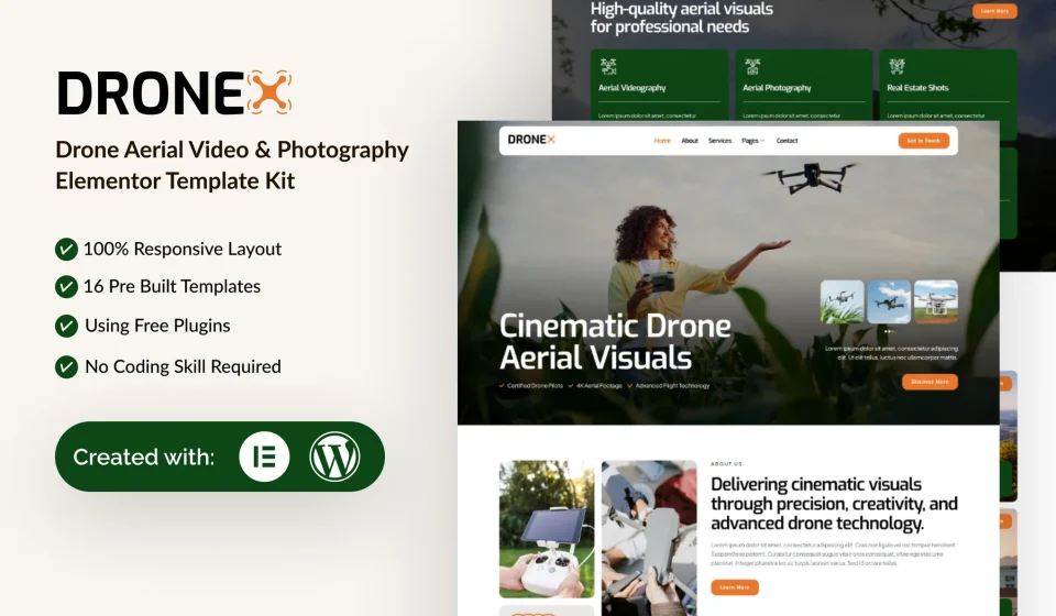 کیت المنتور Dronex - قالب پهپاد و خدمات فیلمبرداری هوایی