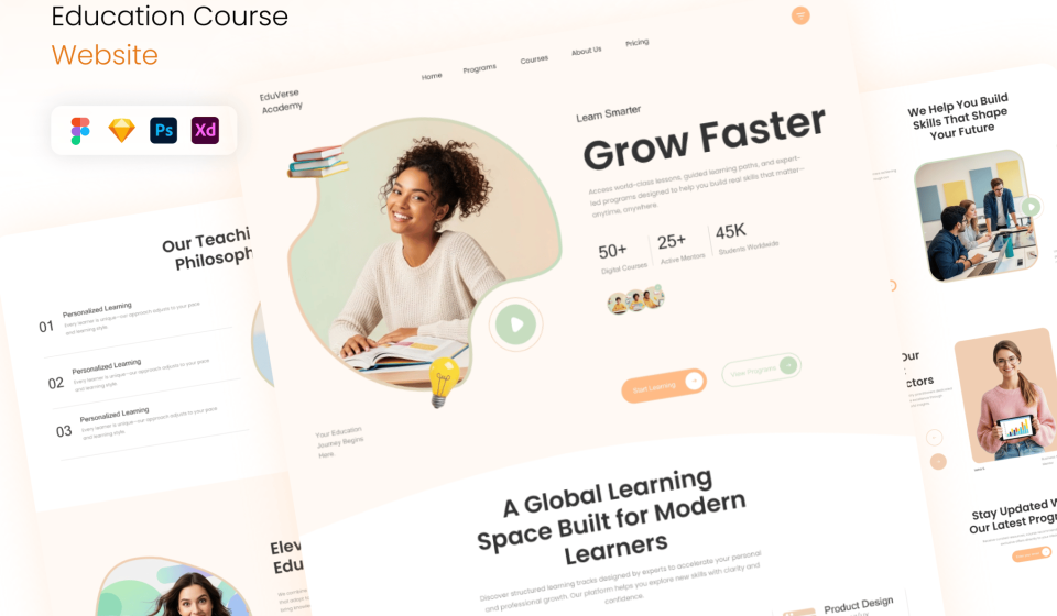 کیت طراحی Eduverse Academy - رابط کاربری سایت آموزشی و LMS