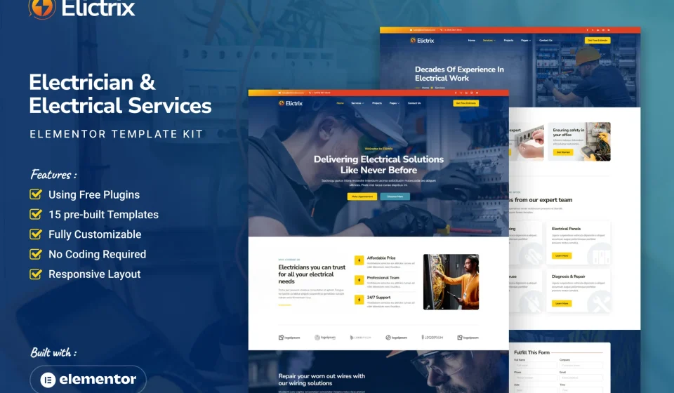 کیت المنتور Elictrix - خدمات برق‌کاری و تأسیسات الکتریکی