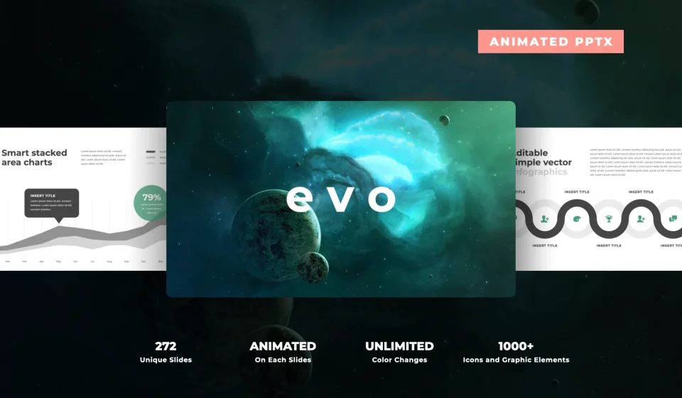 دانلود قالب پاورپوینت متحرک Evo - بیش از ۲۷۰ اسلاید یونیک