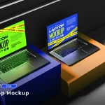 قالب ارائه خلاقانه و انیمیشنی – تم پاورپوینت گزارش دهی موکاپ لپ تاپ - طرح لایه باز صفحه نمایش با کیفیت بالا