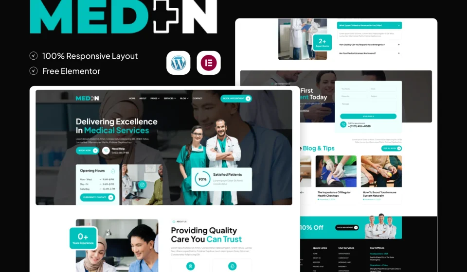 کیت المنتور Meden - قالب سایت پزشکی، کلینیک و بیمارستان