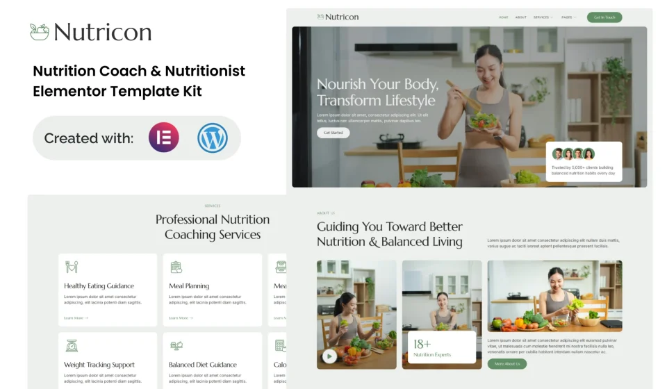 کیت المنتور Nutricon - قالب سایت مربی تغذیه و مشاور سلامت