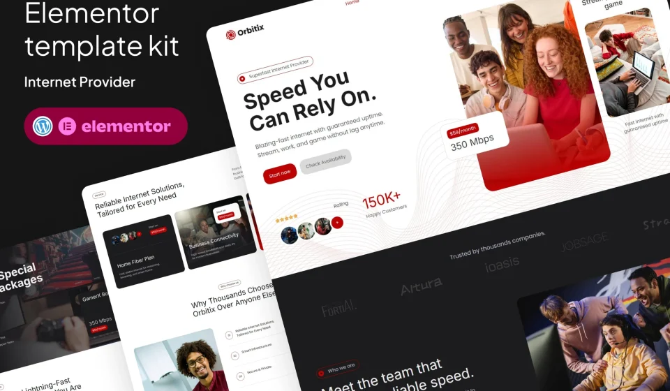 دانلود کیت المنتور Orbitix - قالب وردپرس سرویس اینترنت و پهن باند