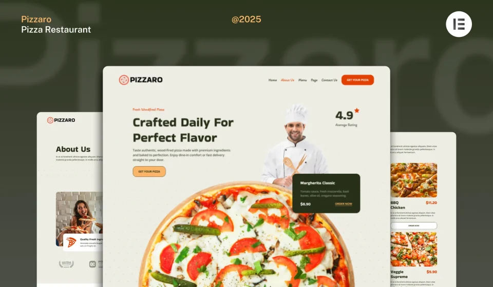 کیت المنتور Pizzaro - قالب سایت فست فود و خدمات دلیوری
