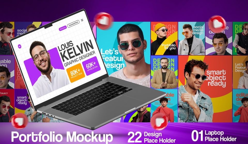 موکاپ نمایش نمونه کار - قالب سوشال مدیا آژانس و طراحان