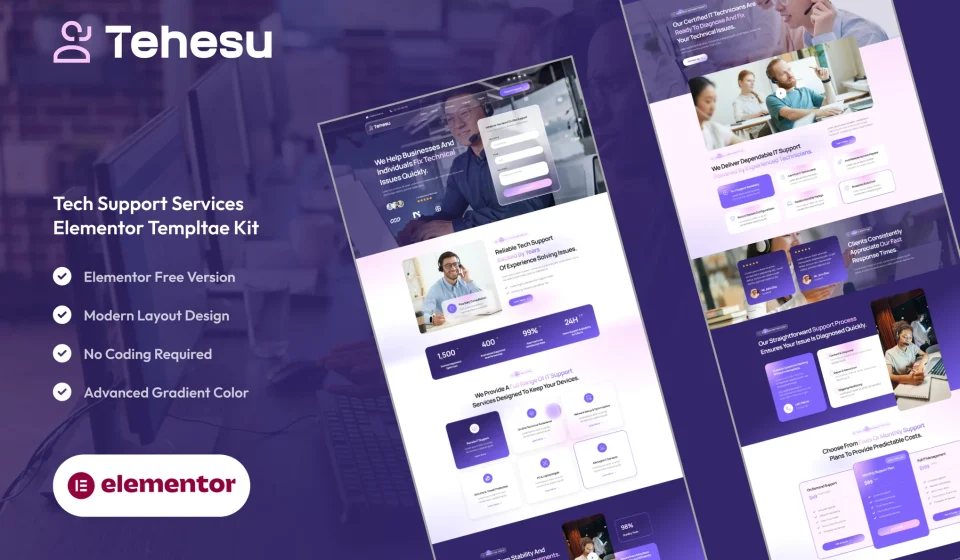 کیت المنتور Tehesu - قالب سایت پشتیبانی فنی و خدمات IT