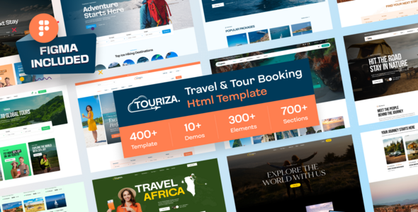 قالب HTML گردشگری Touriza - طراحی سایت آژانس مسافرتی و تور