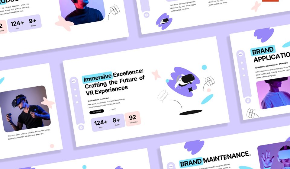 دانلود قالب پاورپوینت برندینگ و گادلاین (White Purple)