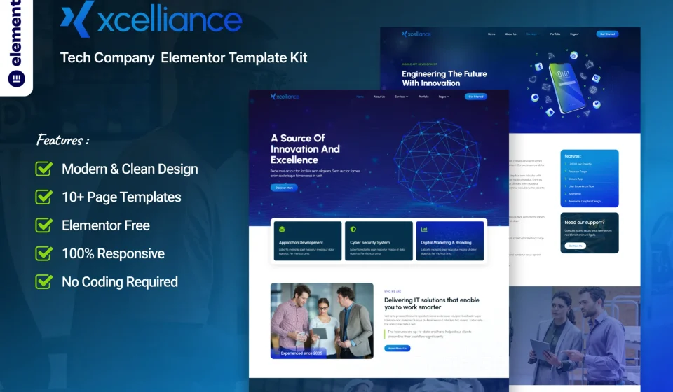 کیت المنتور Xcelliance - قالب شرکت‌های تکنولوژی و IT