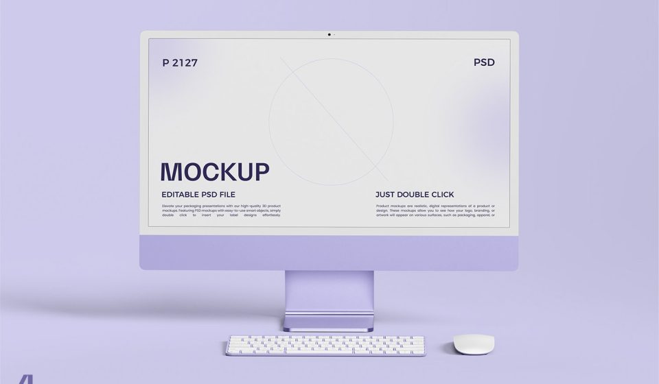 دانلود موکاپ iMac در محیط کاری مدرن (لایه باز و باکیفیت)