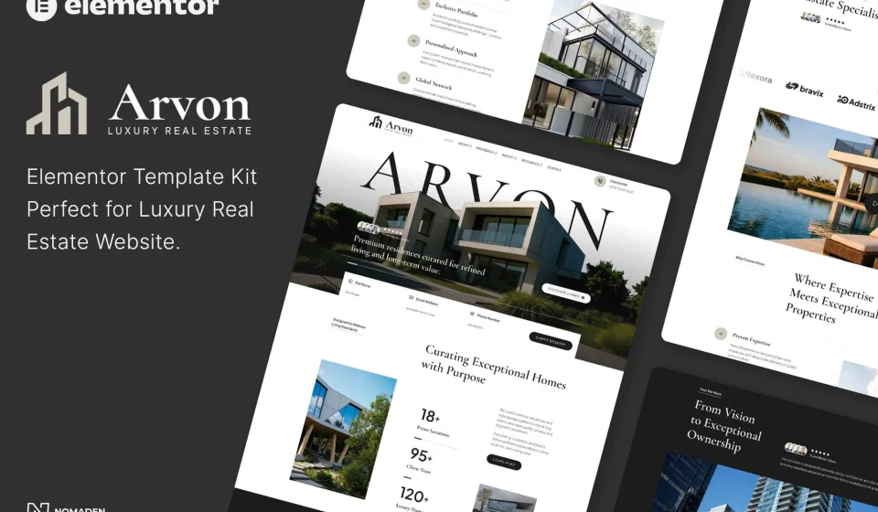 کیت المنتور ARVON – قالب آژانس املاک و پروژه‌های ساختمانی