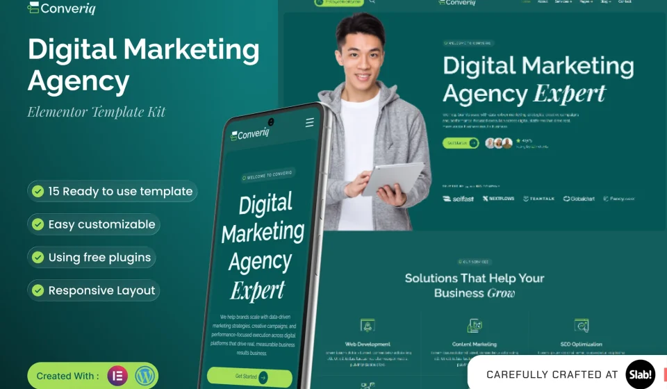 کیت المنتور Converiq – قالب آژانس دیجیتال مارکتینگ وردپرس