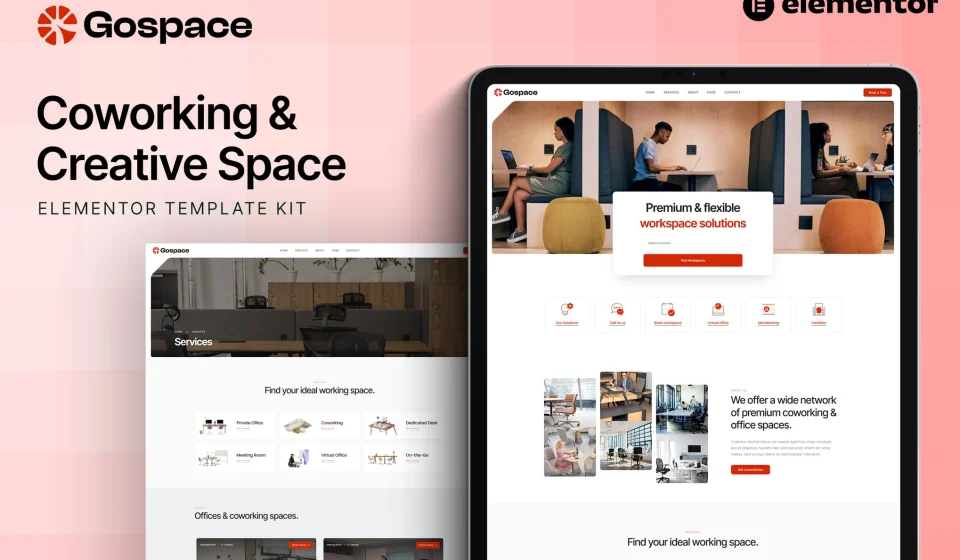 کیت المنتور Gospace – قالب فضای کار اشتراکی و اتاق جلسات