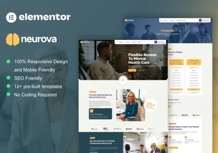 کیت المنتور Neurova – قالب تخصصی سلامت روان و لایف‌کوچ