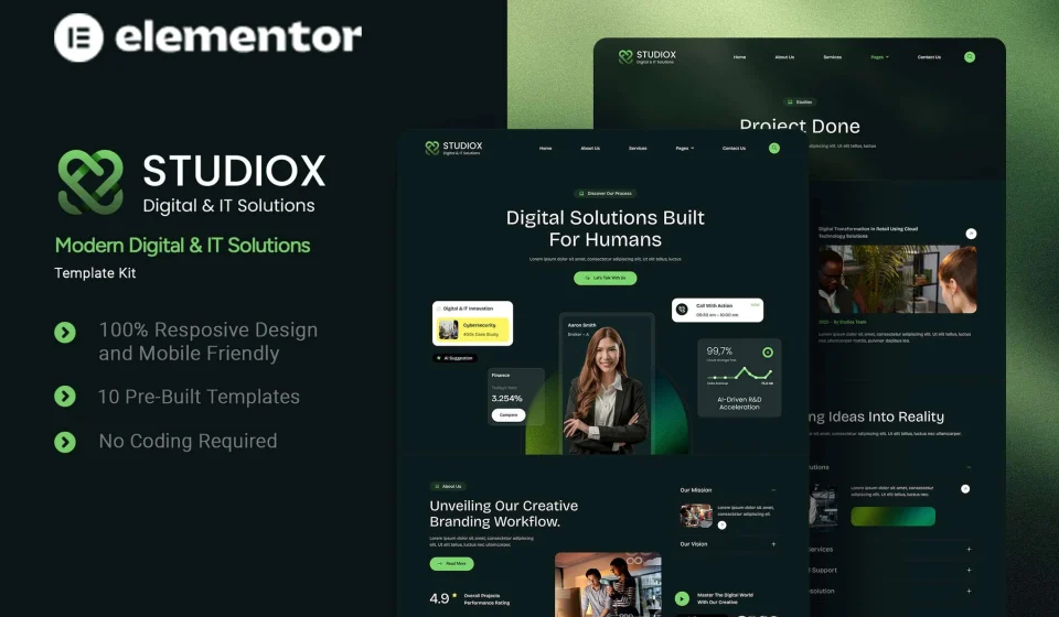 کیت المنتور Studiox – قالب آژانس دیجیتال و فناوری اطلاعات