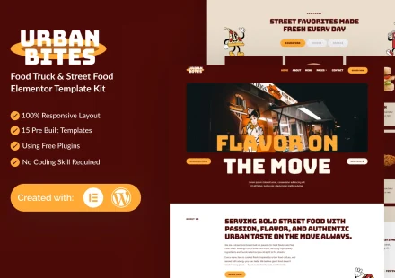 کیت المنتور UrbanBites – قالب فودتراک و فست‌فودهای سیار