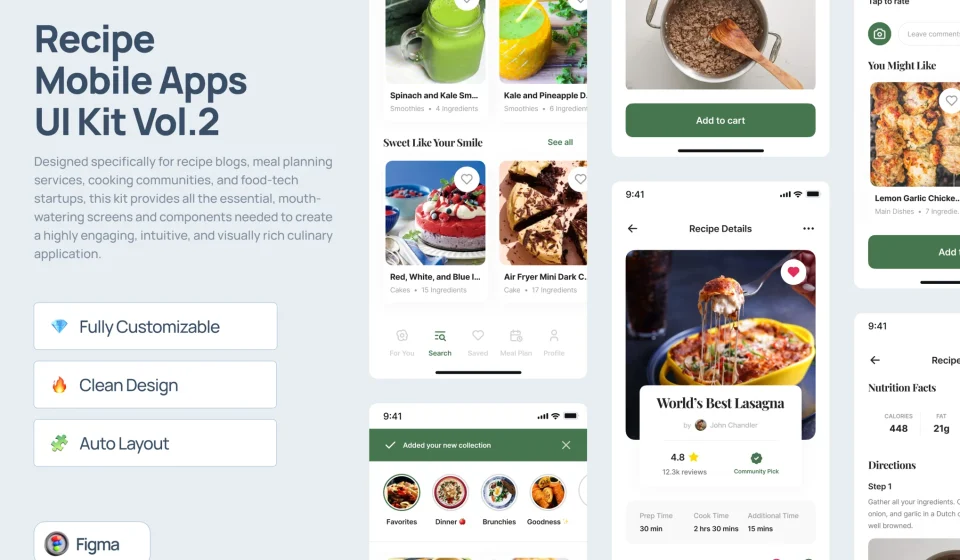 کیت طراحی Woks - تمپلیت فیگما اپلیکیشن فودتک و Meal Plan