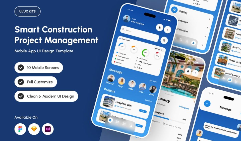 کیت طراحی Buildora - رابط کاربری پنل مدیریتی ساخت‌وساز