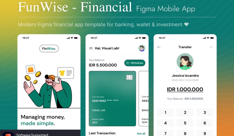 کیت طراحی FinWise - تمپلیت فیگما اپلیکیشن مدیریت مالی