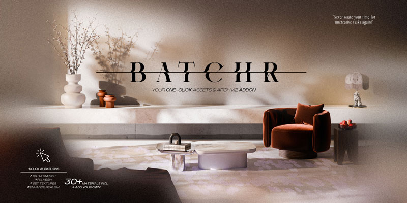 پلاگین BatchR Pro - مدیریت و تبدیل آبجکت‌های معماری در بلندر