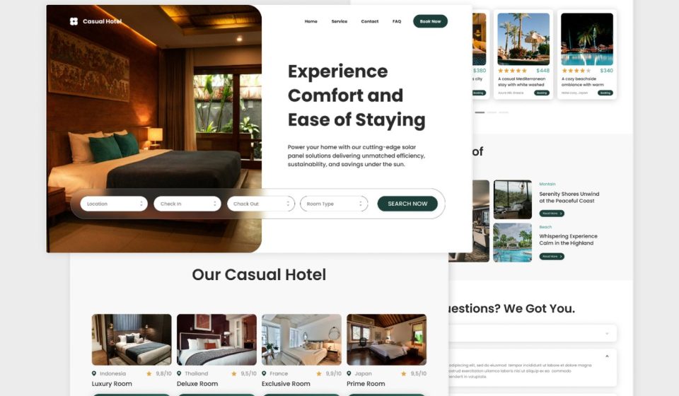 کیت طراحی Casual Hotel - سایت رزرو هتل و گردشگری