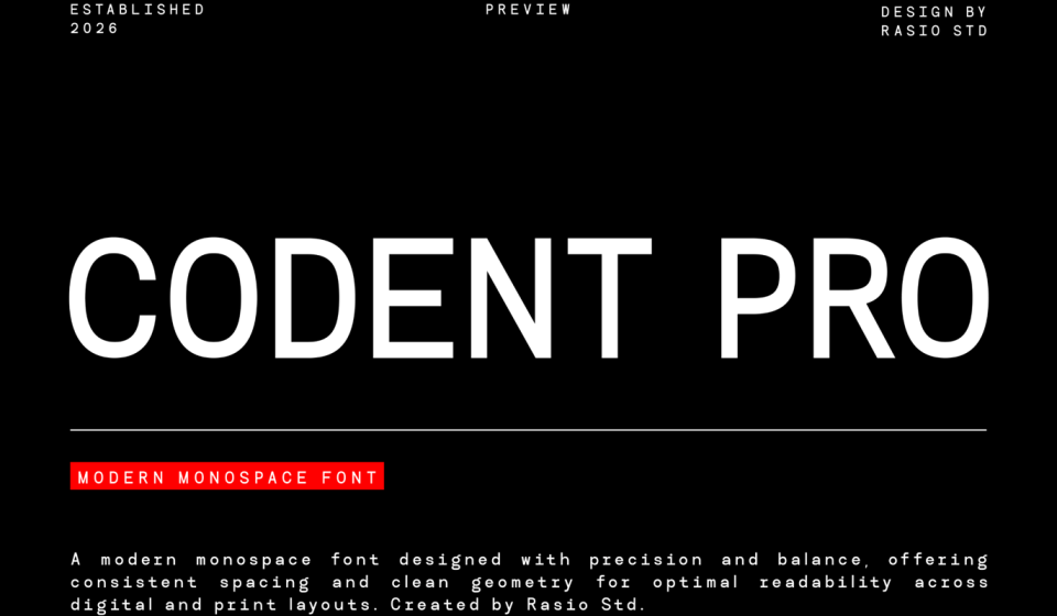 دانلود فونت Codent Pro - تایپ‌فیس مهندسی‌شده مونو‌اسپیس