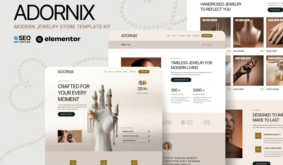 کیت المنتور Adornix - قالب فروشگاه جواهرات و اکسسوری وردپرس