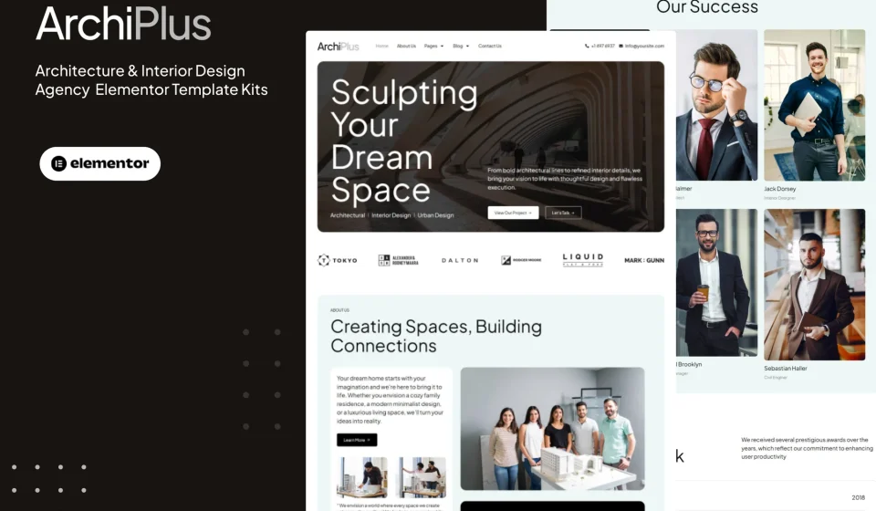 کیت المنتور Archiplus - قالب آژانس معماری و طراحی داخلی