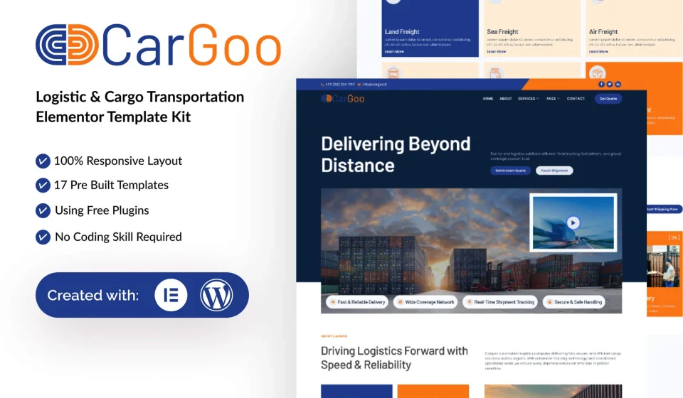 کیت المنتور Cargoo - قالب لجستیک، باربری و حمل و نقل