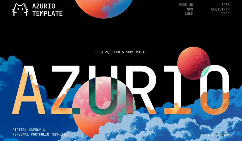 قالب HTML آژانس دیجیتال و نمونه کار Azurio