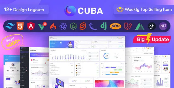 دانلود قالب Cuba - داشبورد مدیریتی و پنل ادمین همه کاره
