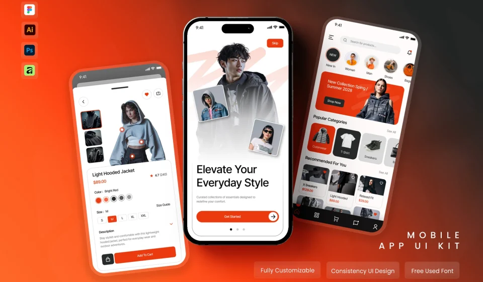 کیت رابط کاربری اپلیکیشن فروشگاهی - E-Commerce UI Kit