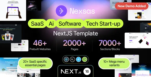 قالب Nexsas | لندینگ پیج SaaS و هوش مصنوعی با Next.js 16