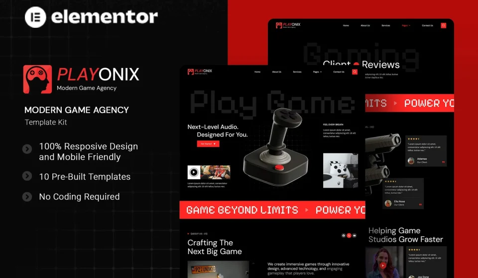 دانلود کیت المنتور آژانس گیمینگ Playonix - قالب گیمینگ